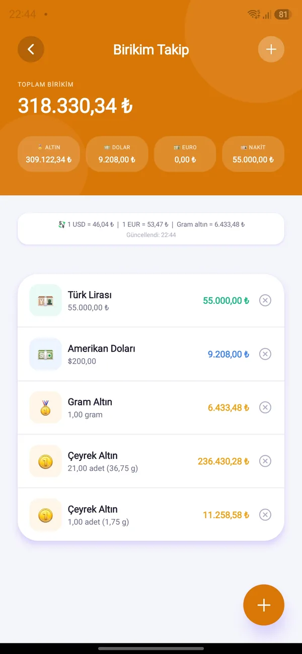 HomBoo ekranı: Birikim takibi